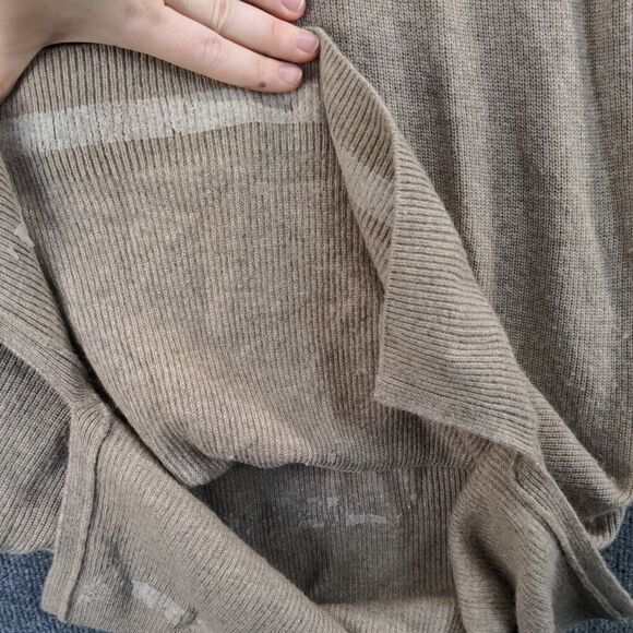 Madewell Womens Knit Sweater Dress Tan Small Long Sleeve Raglan Side Slit Hi-Low - Picture 6 of 13